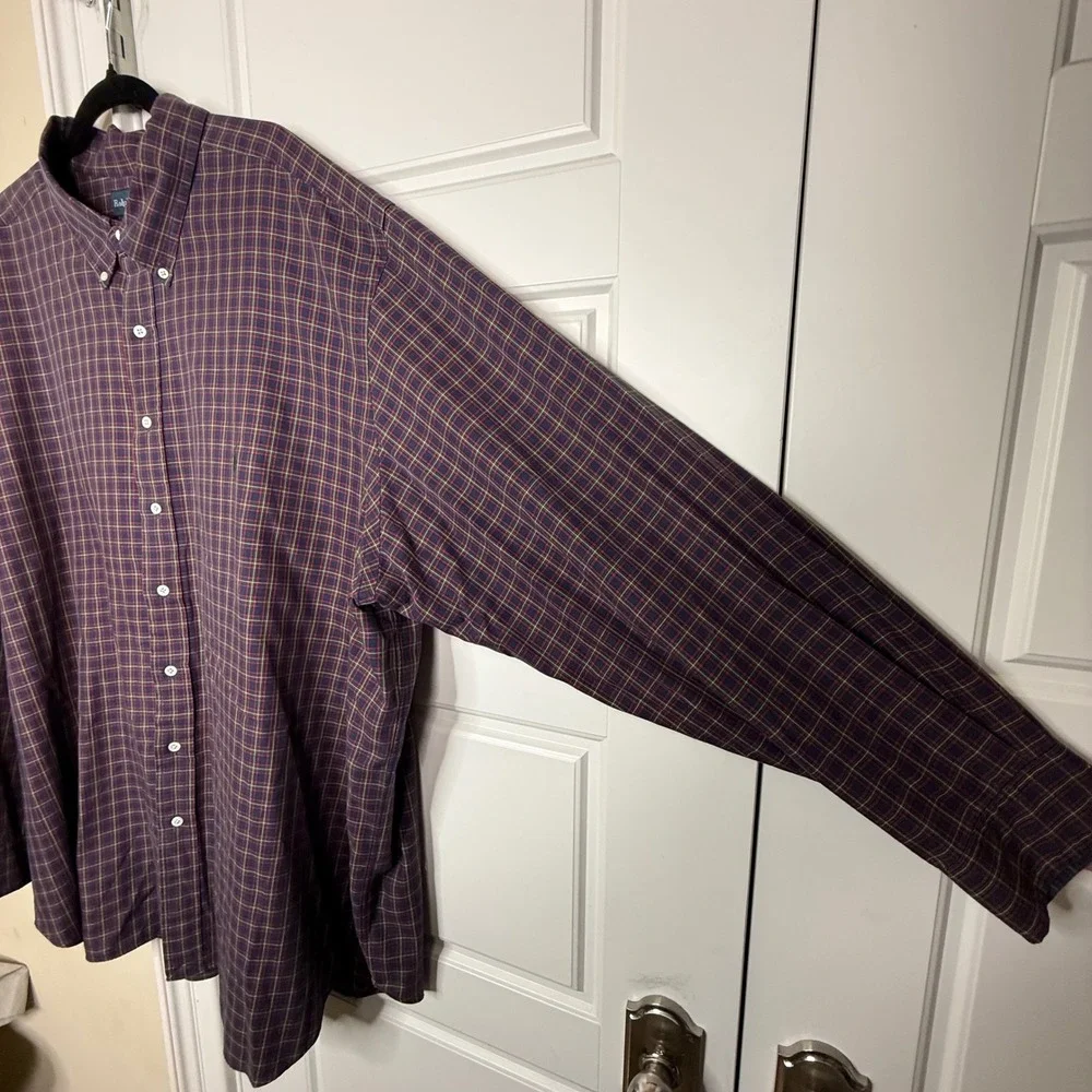 Vintage Polo Ralph Lauren Shirt Mens 4XB Blue Red Plaid Classic Fit Cotton Big
